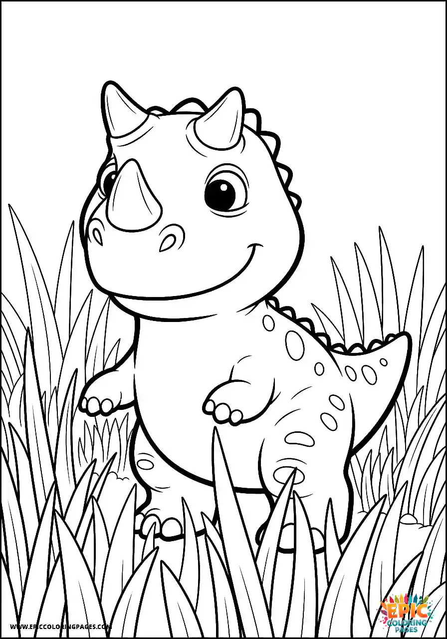 Carnotaurus easy cartoon style carnotaurus within the grass