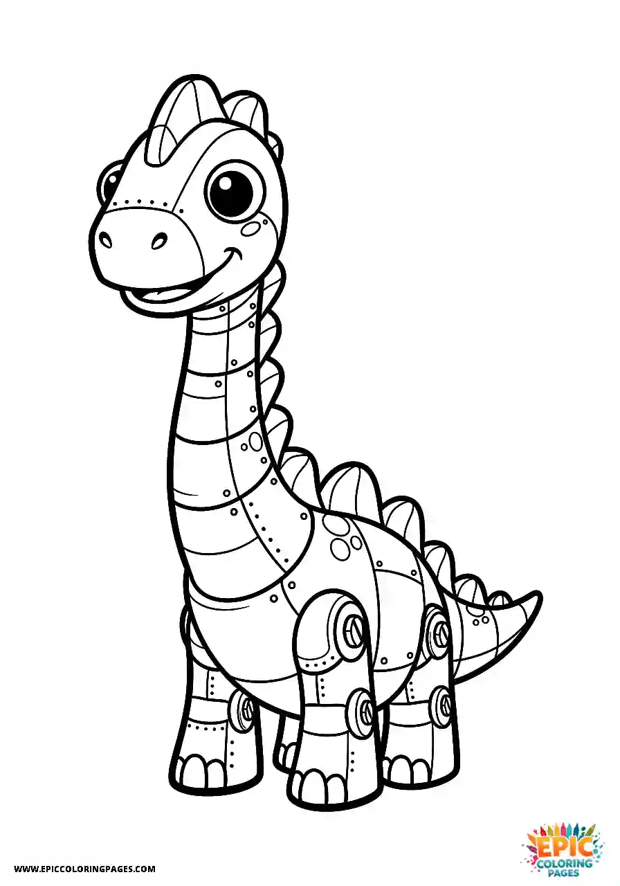 Diplodocus easy diplodocus line art style designed as a robot mecha