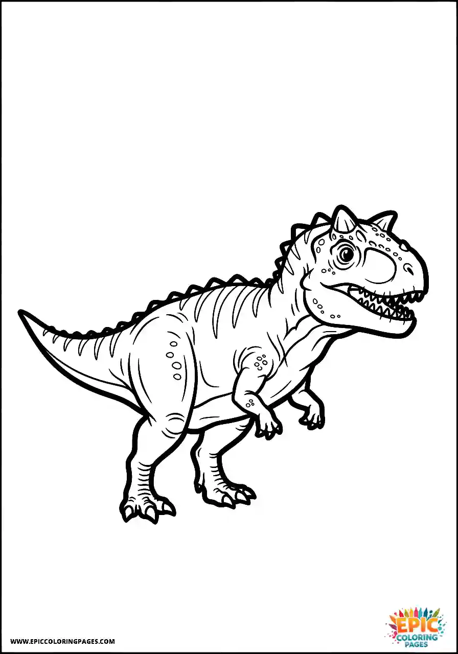 Easy walking carnotaurus dinosaur viewed from the side profile free printable