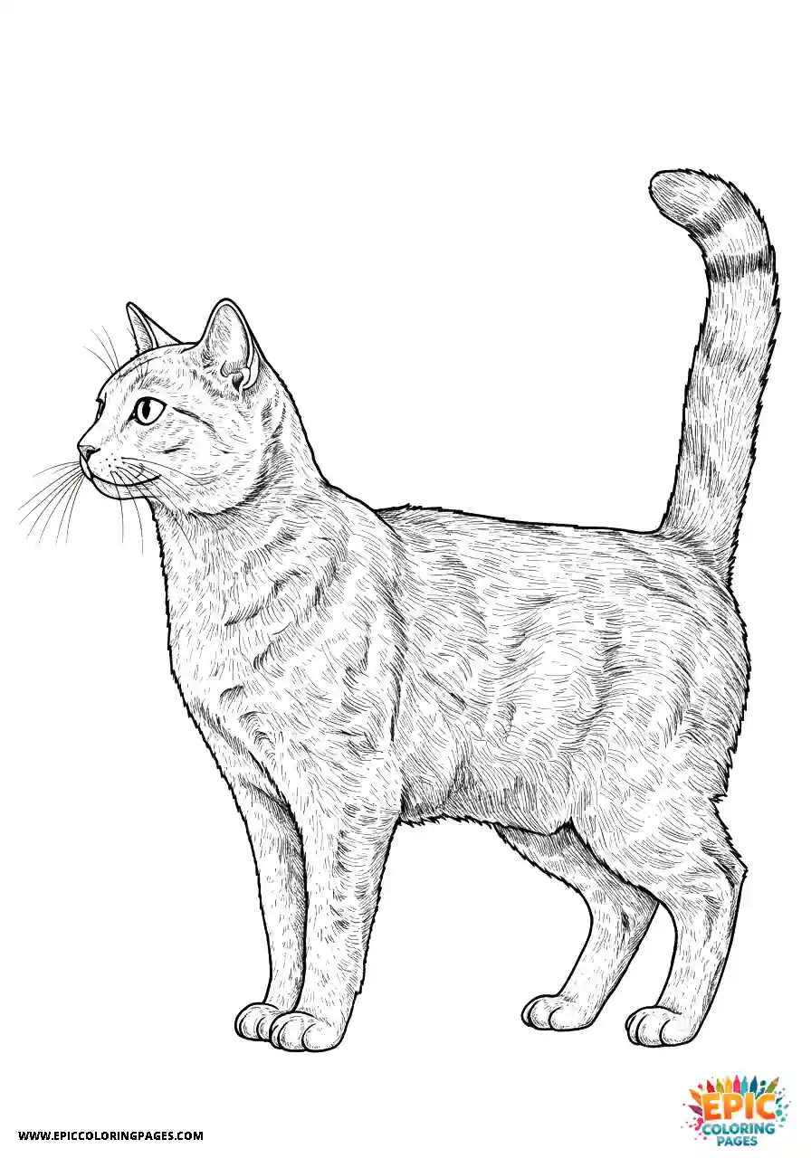 Russian Blue Cat Elegant realistic Russian blue cat standing in a full body profile