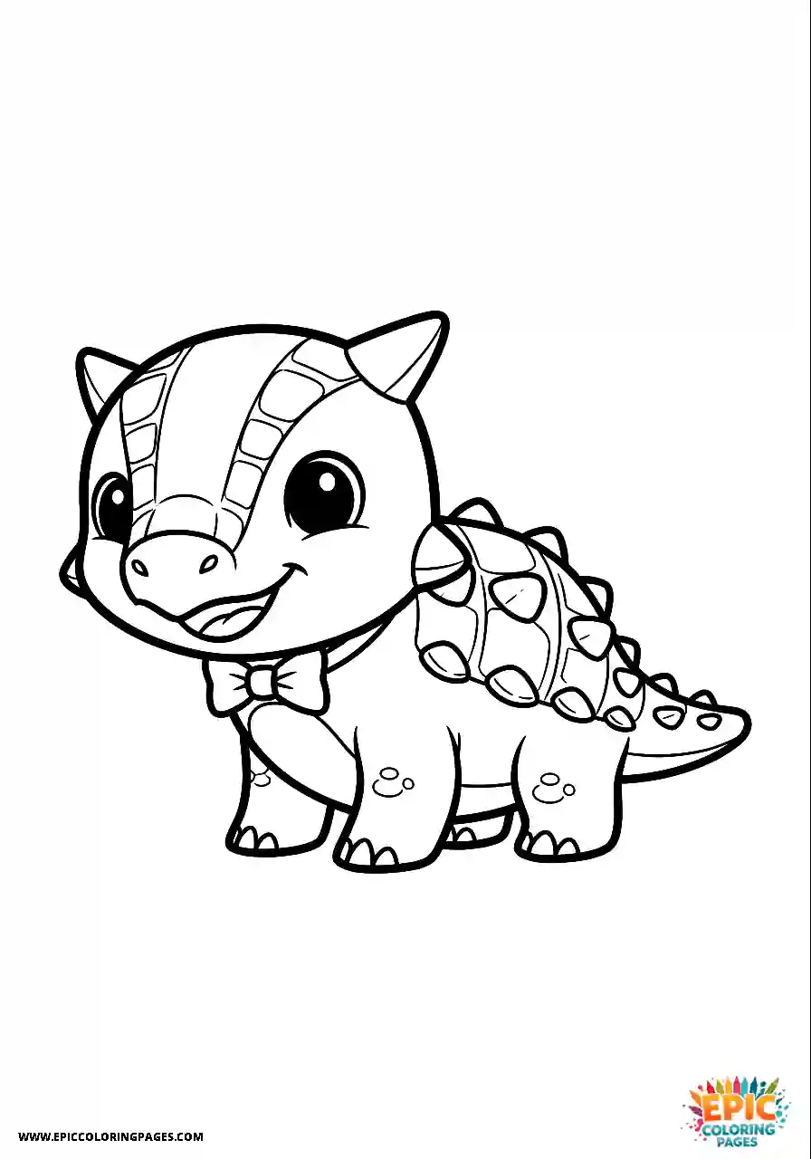Ankylosaurus Fancy Chibi style Ankylosaurus dinosaur with a bow tie bold outlines