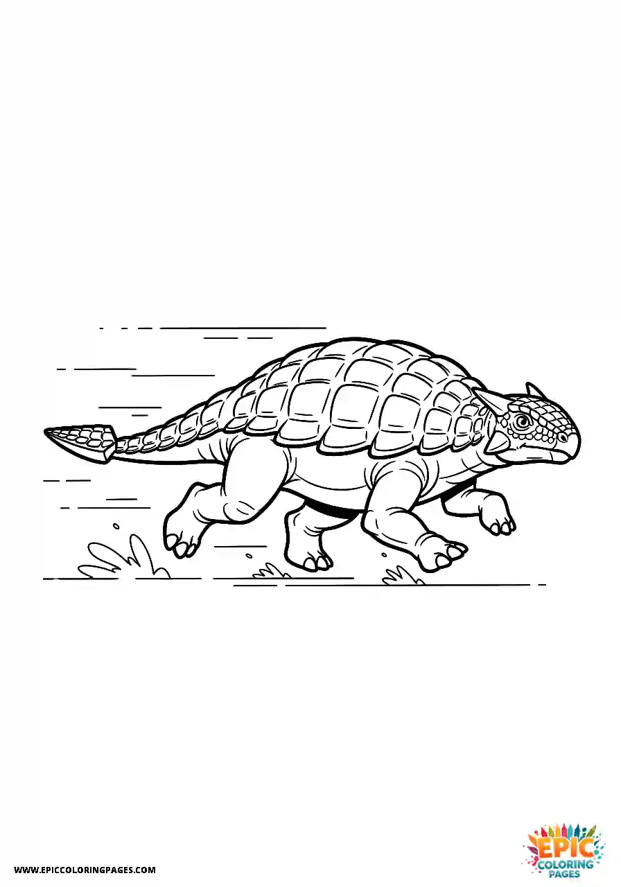 Ankylosaurus Fast cartoon style Ankylosaurus dinosaur running as fast as it can bold outlines