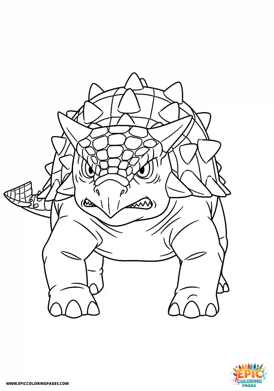 Ankylosaurus Focused anime style Ankylosaurus dinosaur looking steadfast