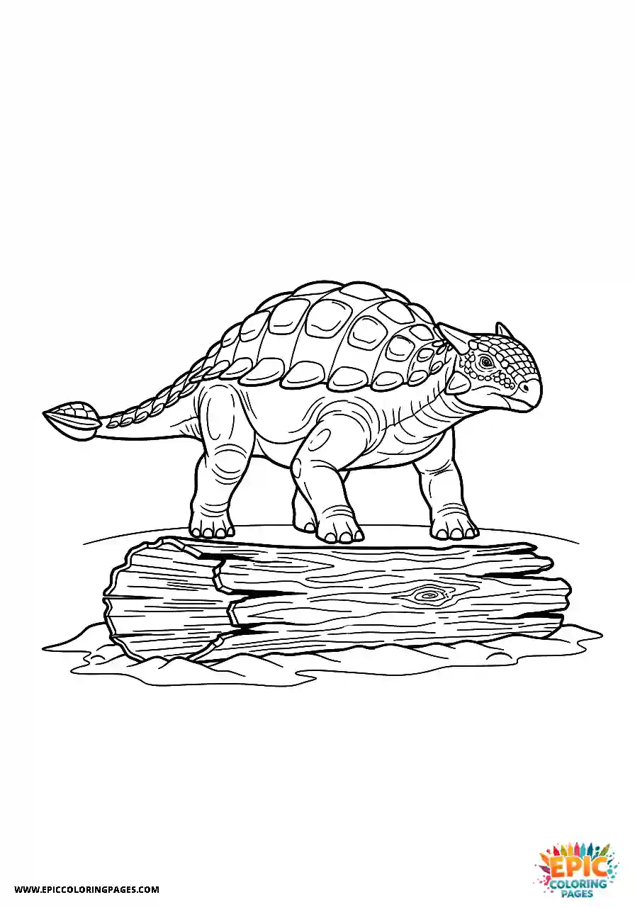 Ankylosaurus Forest realistic style Ankylosaurus dinosaur beside a decaying log