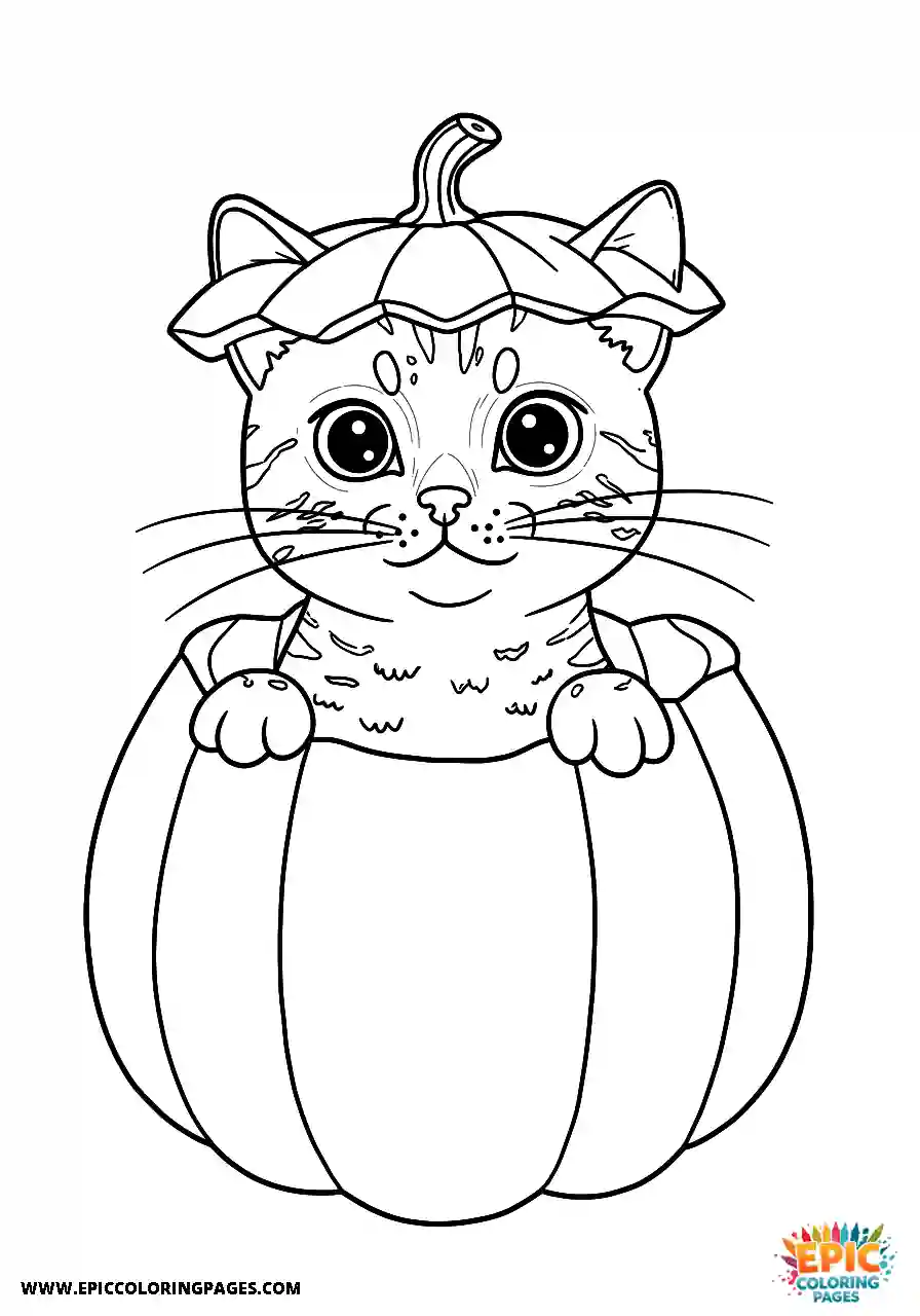 Bengal Friendly bengal cat inside a pumpkin simple
