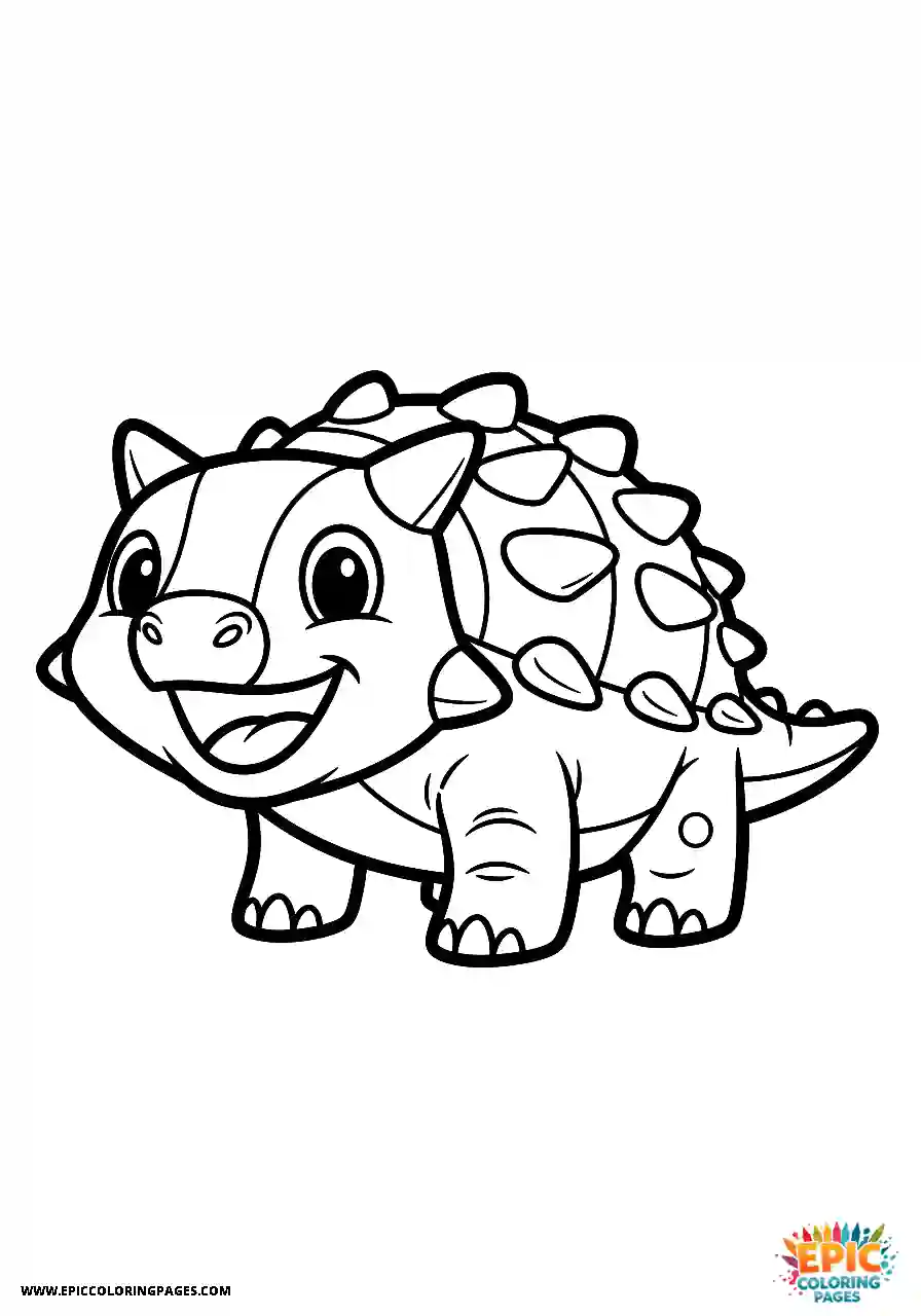 Ankylosaurus Glad cartoon style Ankylosaurus dinosaur with a happy mouth bold outlines