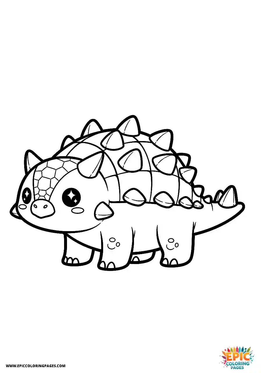 Ankylosaurus Gleaming Kawaii style Ankylosaurus dinosaur having sparkly eyes thick lines