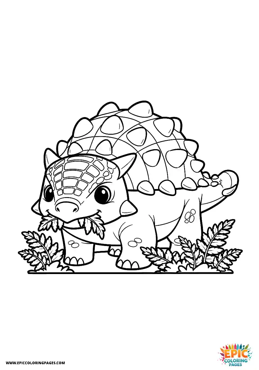 Ankylosaurus Grazing Chibi style Ankylosaurus dinosaur munching on ferns