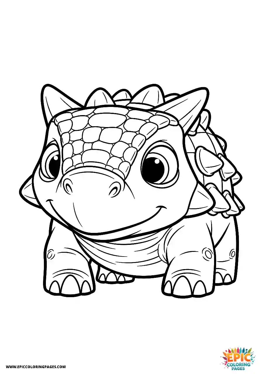 Ankylosaurus Happy animation style Ankylosaurus dinosaur head and shoulders view