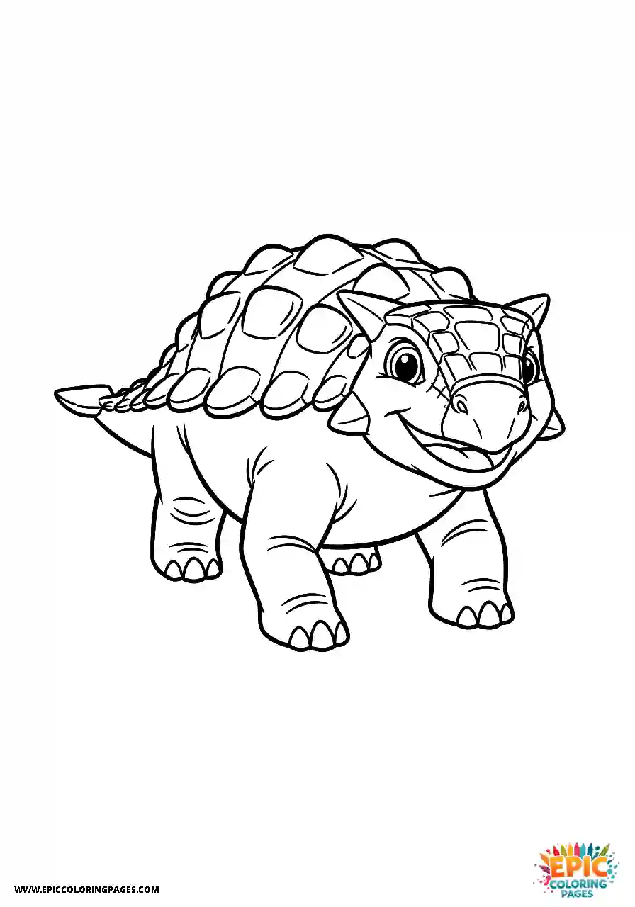 Ankylosaurus Happy animation style Ankylosaurus dinosaur with a big friendly smile