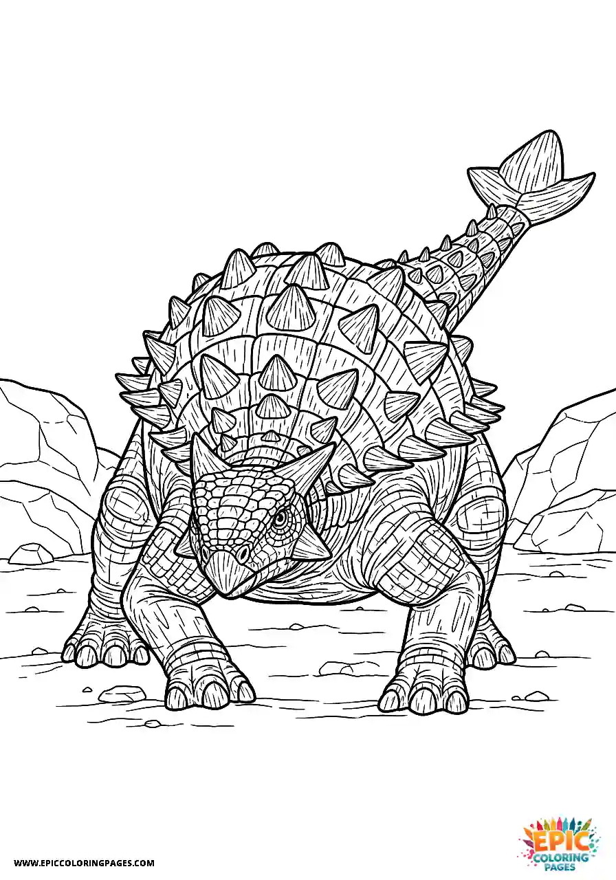 Ankylosaurus Hiding realistic style ankylosaurus crouching down