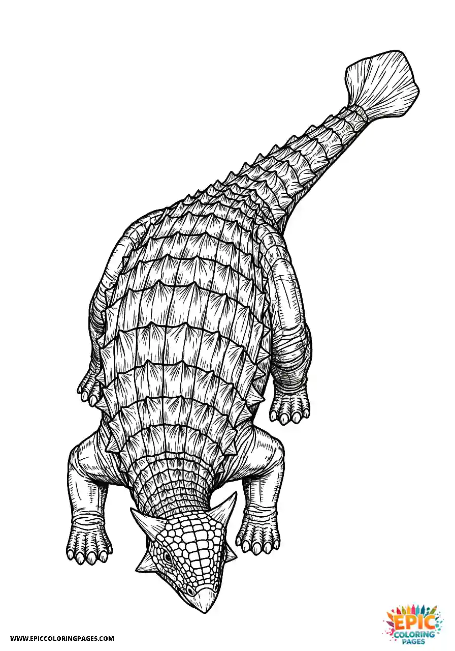 Ankylosaurus Intricate anime style Ankylosaurus dinosaur top down view