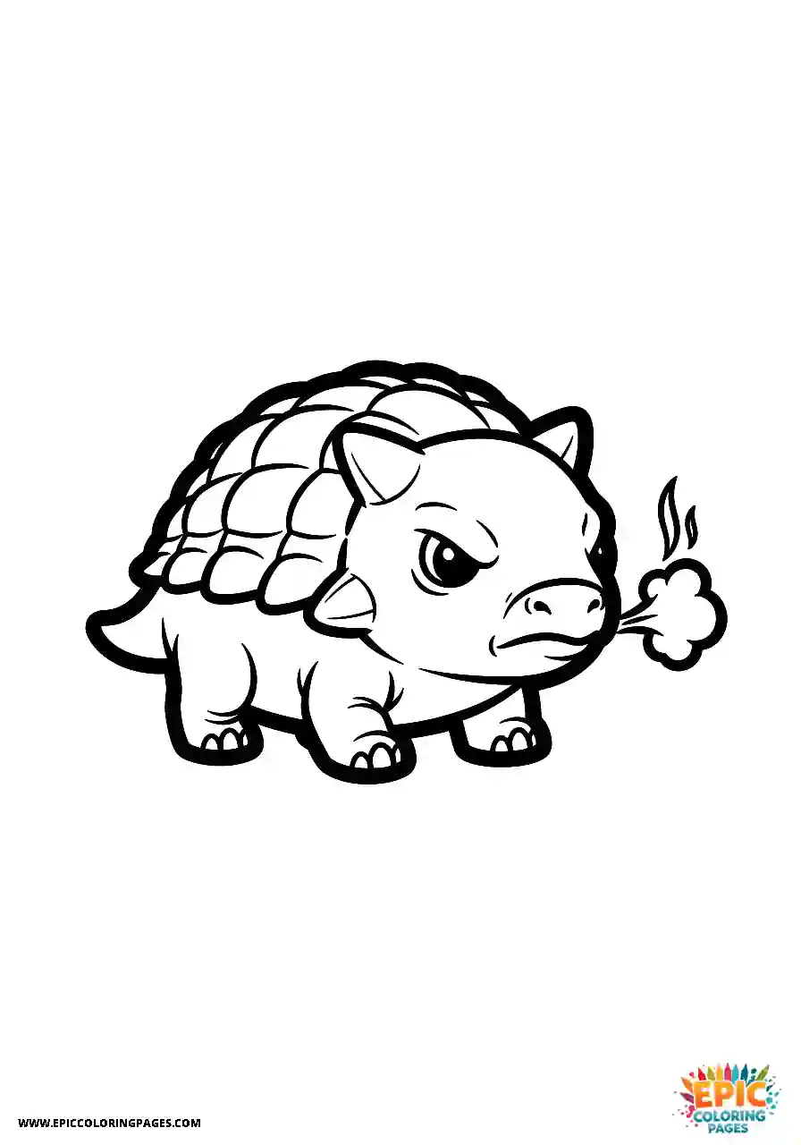 Ankylosaurus Irritable Chibi style Ankylosaurus dinosaur with a little steam puff thick lines