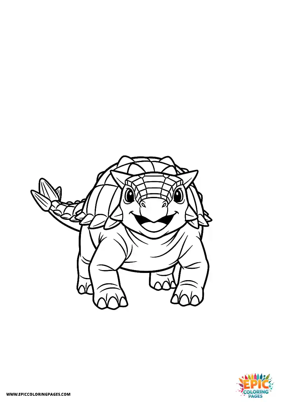 Ankylosaurus Joyful anime style Ankylosaurus dinosaur beaming with joy