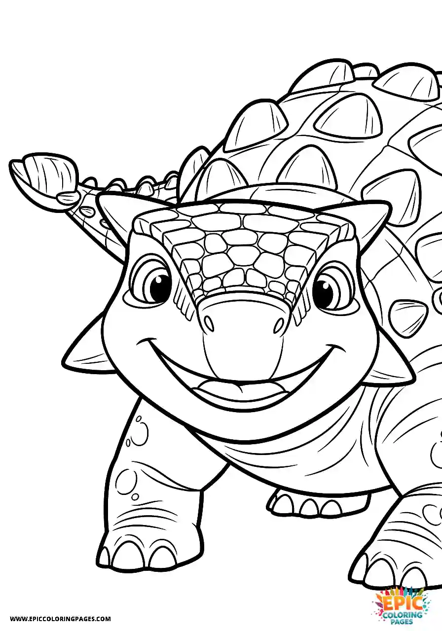 Ankylosaurus Joyous animation style Ankylosaurus dinosaur close up portrait