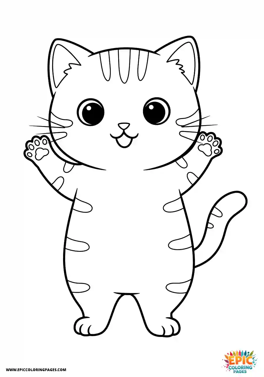 Australian Mist Cat The kawaii style Australian Mist cat giving a cheerful energetic wave with both paws