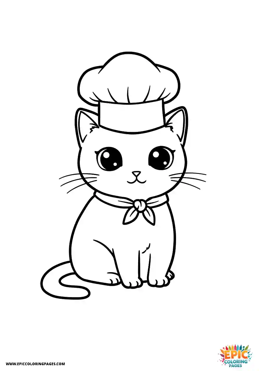 Russian Blue Cat Kawaii style Russian blue cat wearing a chefs hat