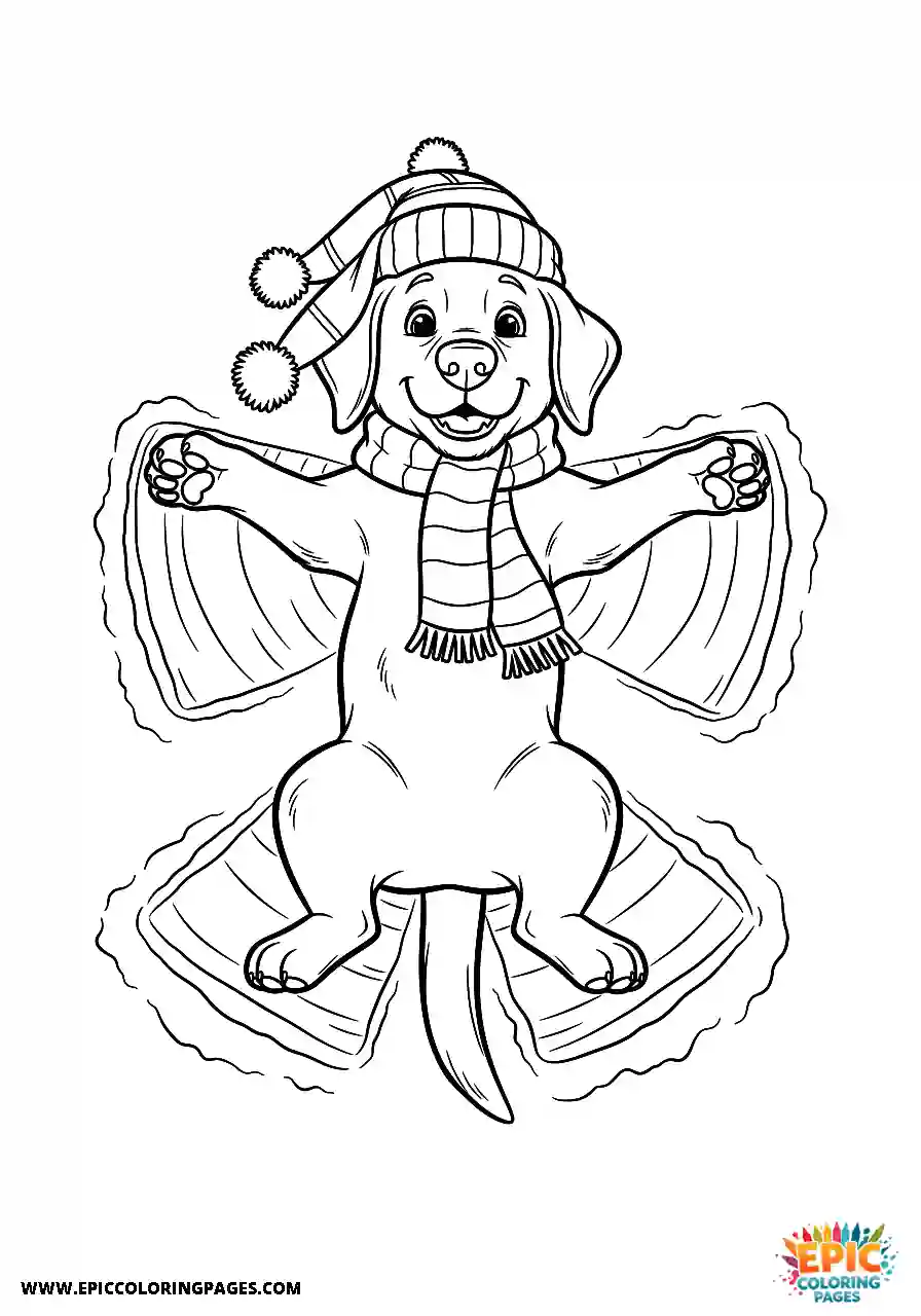 Labrador Retriever Dog Coloring Sheets Cute Cartoon Style Lying In The Snow A Labrador Retriever dog coloring sheet cartoon style cute lying in the snow.