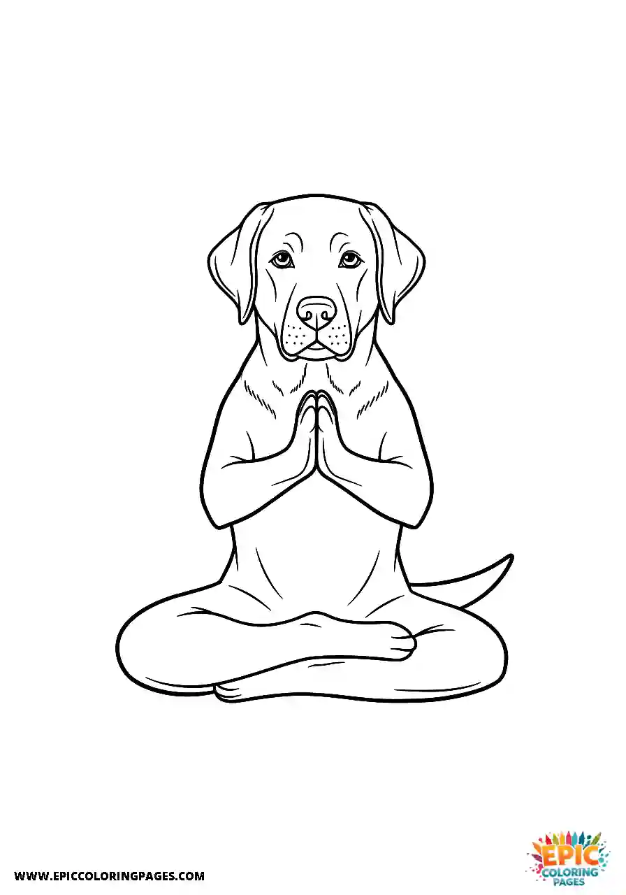 Labrador Retriever Dog Coloring Sheets Easy Anime Style Practicing A Yoga Pose A Labrador Retriever dog coloring sheet anime style easy practicing a yoga pose.