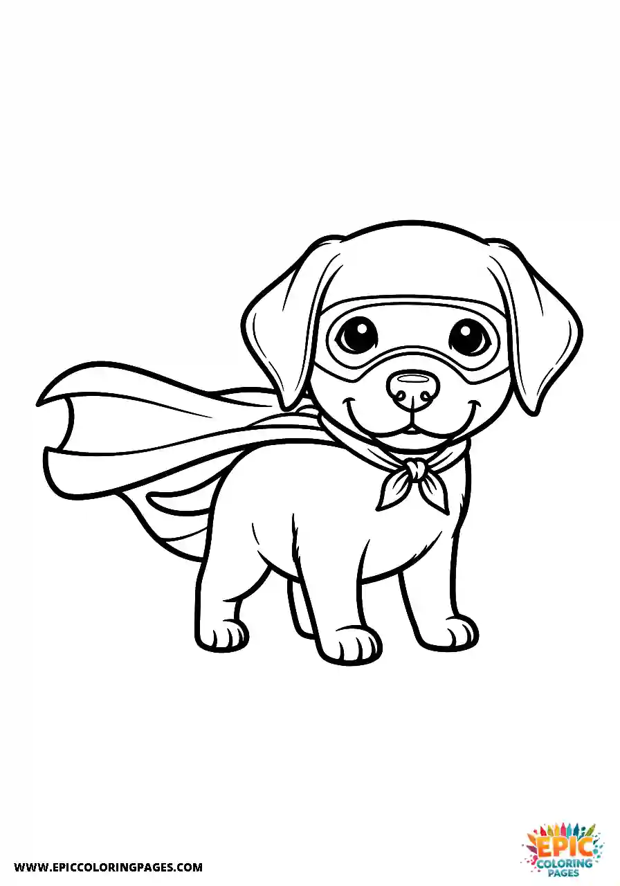 Labrador Retriever Dog Easy Chibi Style Dressed As A Hero With A Cape A Labrador Retriever dog coloring sheet easy chibi style dressed as a hero with a cape.