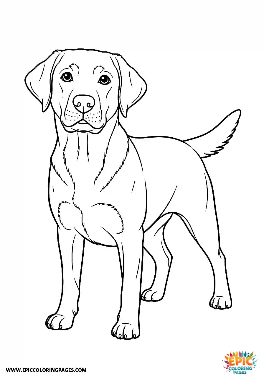 Labrador Retriever Dog Looking Attentive While Standing A Labrador Retriever dog coloring page simple looking attentive while standing.
