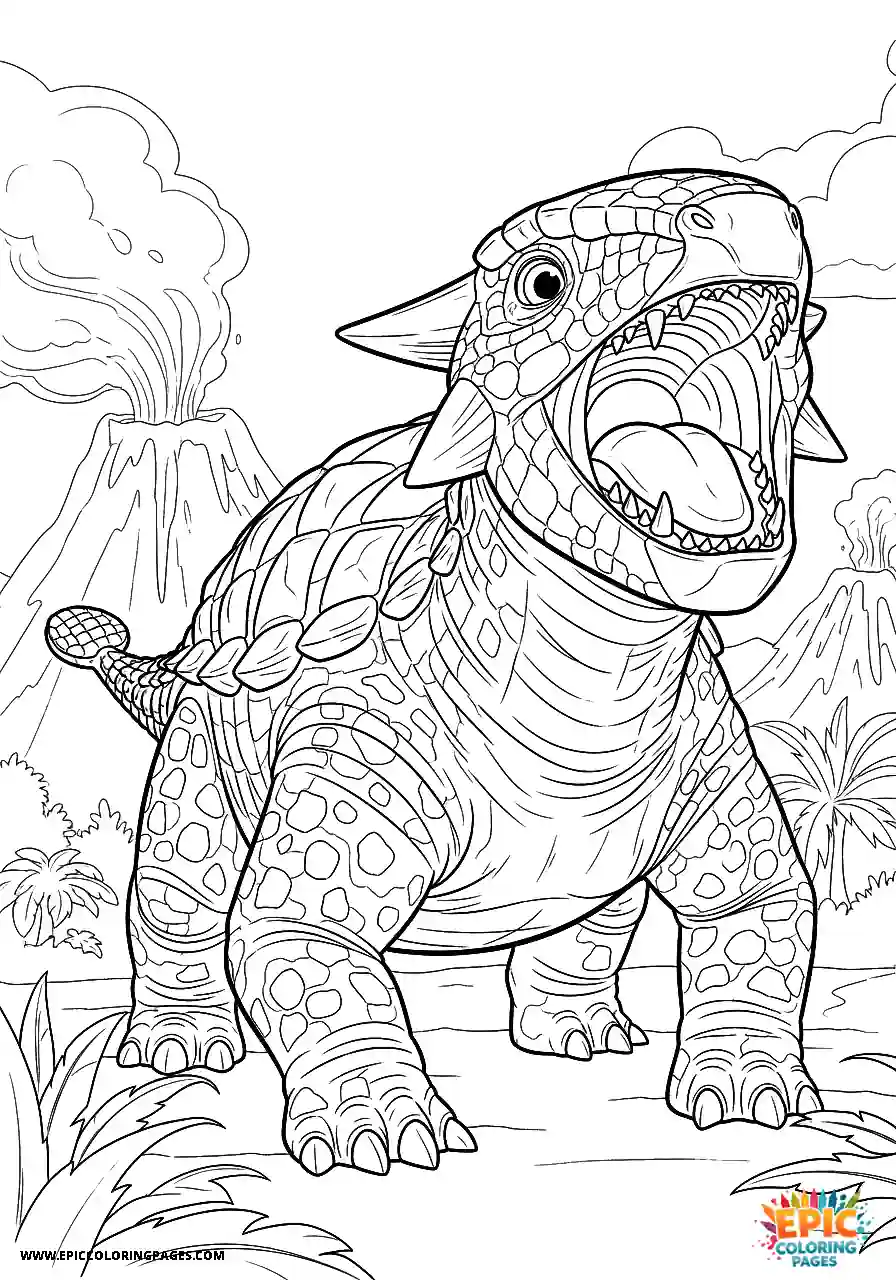 Ankylosaurus Loud animation style Ankylosaurus dinosaur roaring loudly