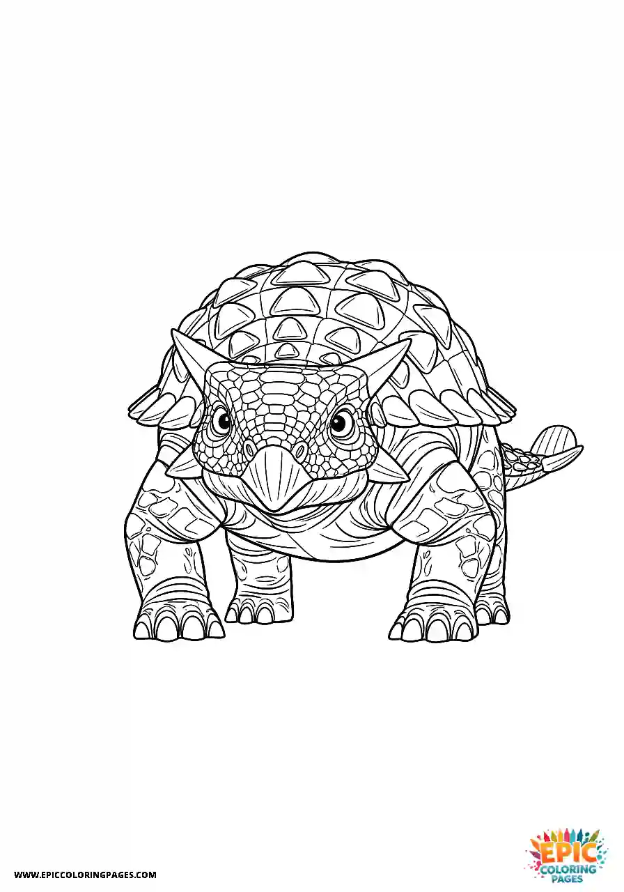 Ankylosaurus Majestic animation style Ankylosaurus dinosaur seen from a low angle
