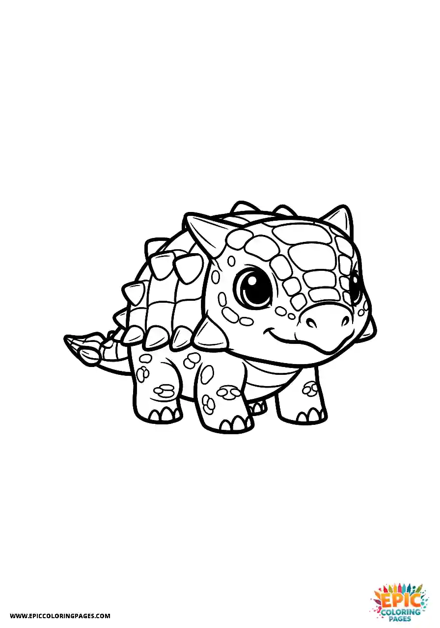 Ankylosaurus Miniature Chibi style Ankylosaurus dinosaur pocket sized thick lines