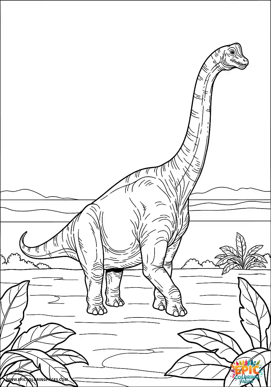 Brachiosaurus minimal landscape with a full body realistic brachiosaurus
