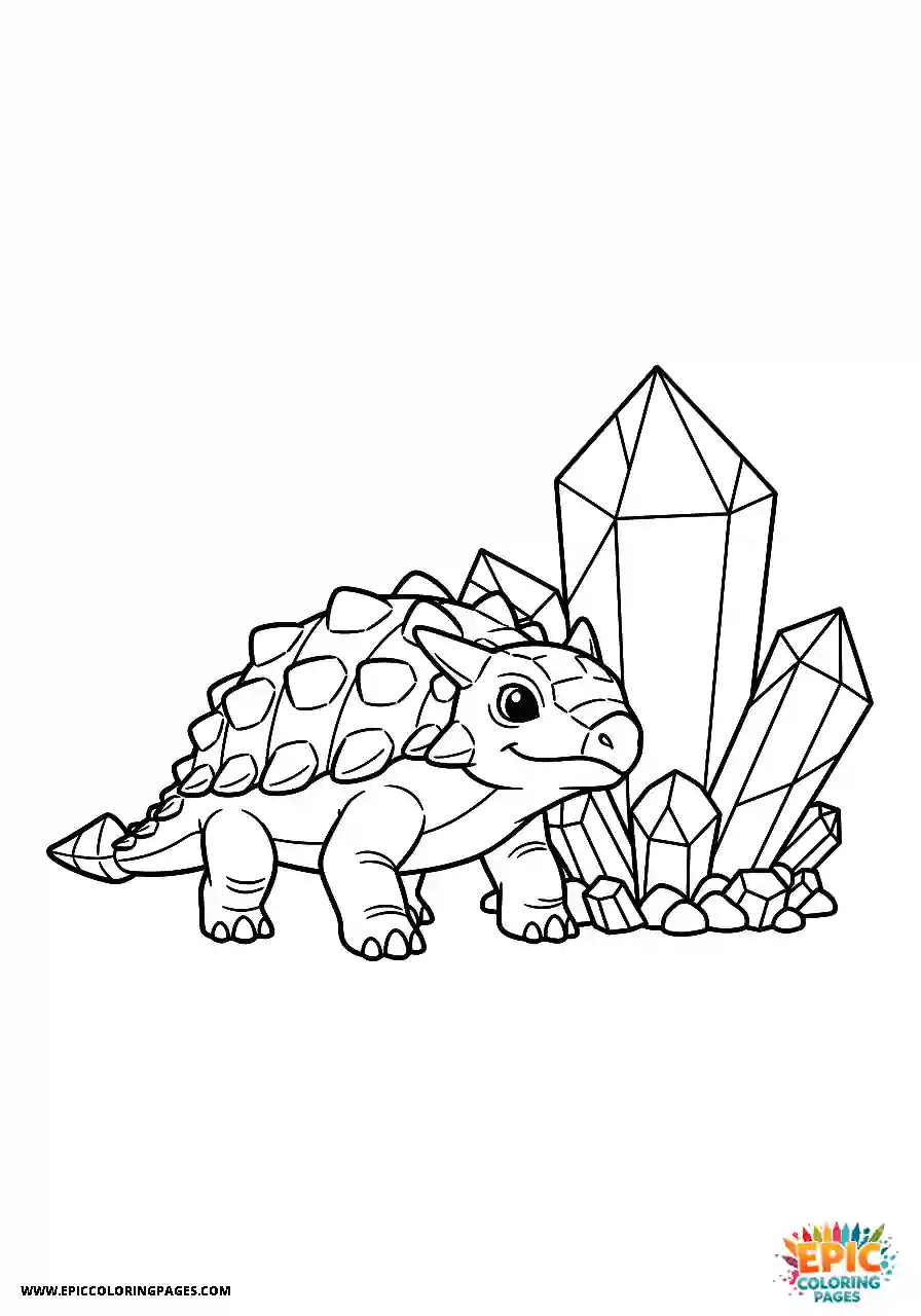 Ankylosaurus Mystical anime style Ankylosaurus dinosaur next to a giant crystal