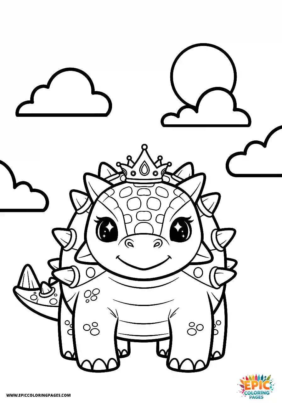 Ankylosaurus Newborn Kawaii style Ankylosaurus dinosaur as a tiny baby just hatched thick lines