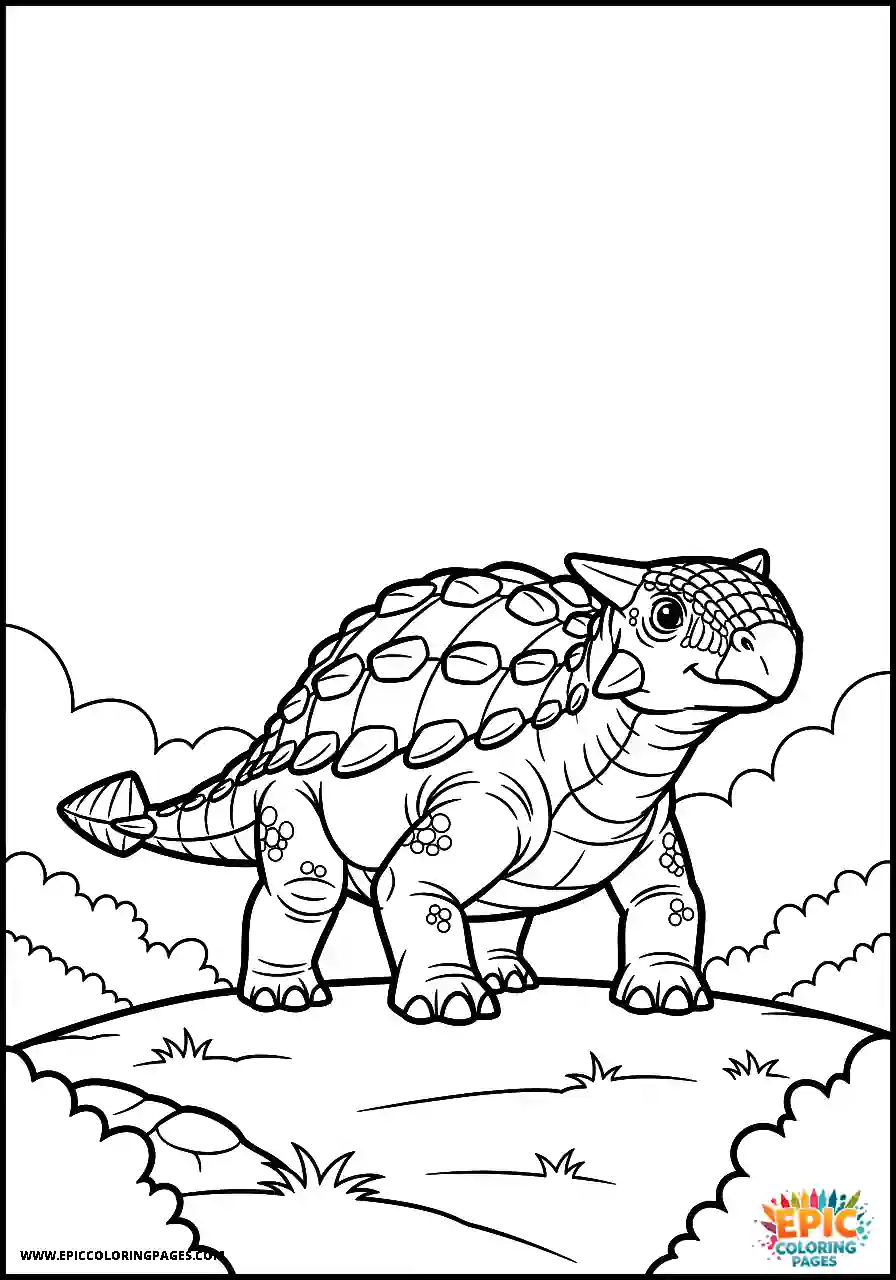Ankylosaurus Observant realistic style Ankylosaurus dinosaur looking over a small hill