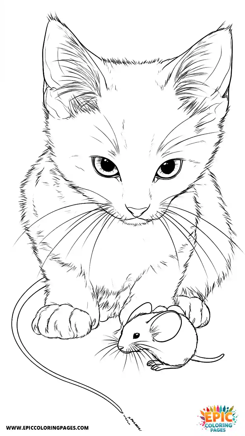 Bombay One bombay cat anime style interacting with a mouse toy