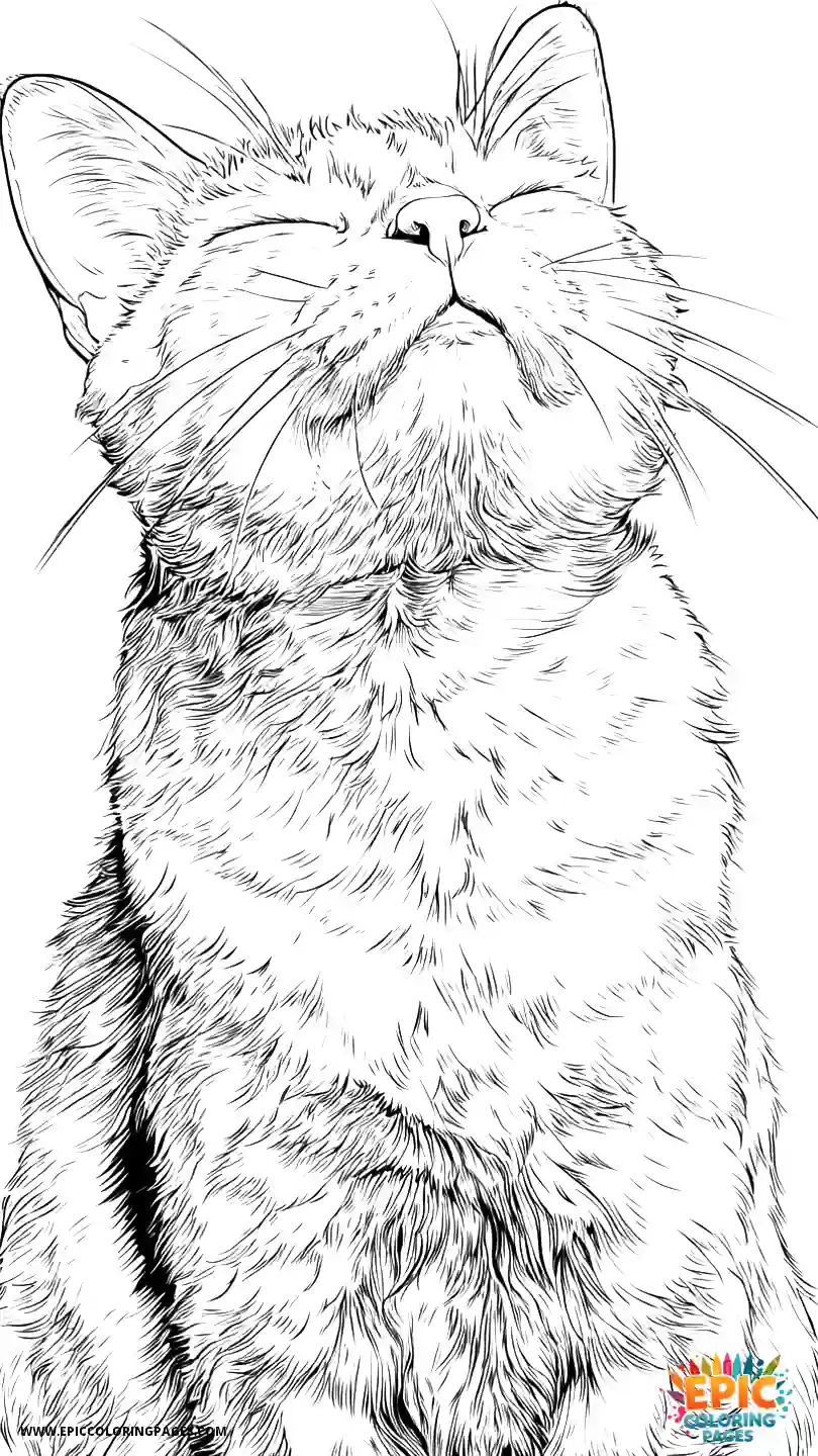 American Wirehair Cat An overhead perspective view of a realistic American wirehair cat lying on a rug