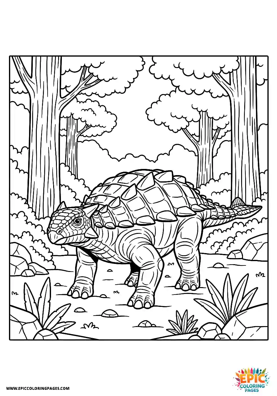 Ankylosaurus Peaceful realistic style Ankylosaurus dinosaur in a forest clearing