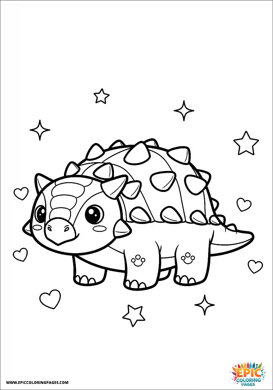 Ankylosaurus Playful kawaii style ankylosaurus swinging its tail club