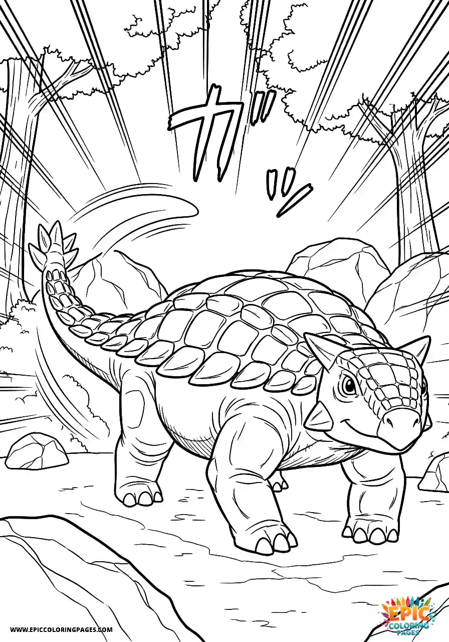 Ankylosaurus Powerful anime style Ankylosaurus dinosaur swinging its tail
