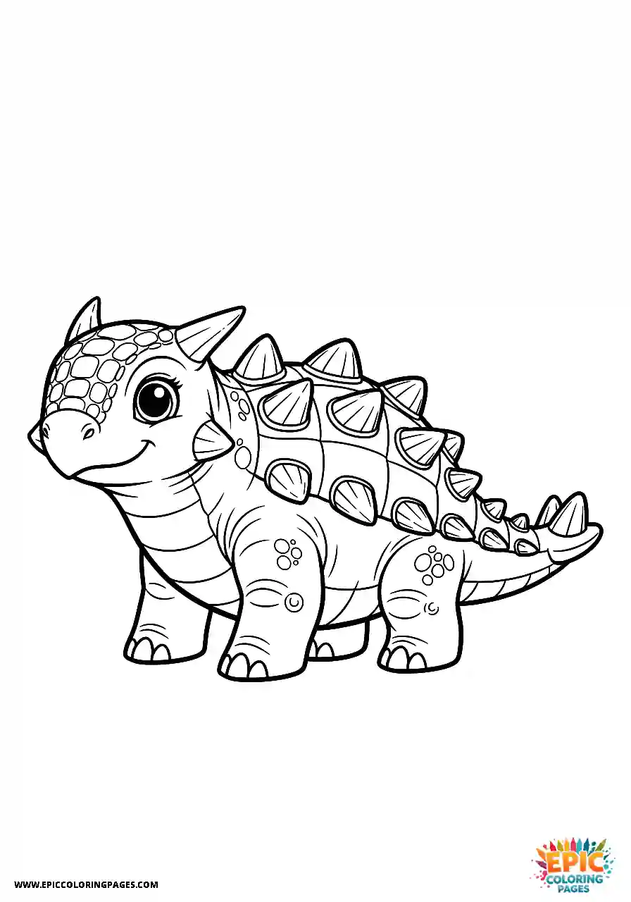 Ankylosaurus Proud animation style Ankylosaurus dinosaur standing in side profile
