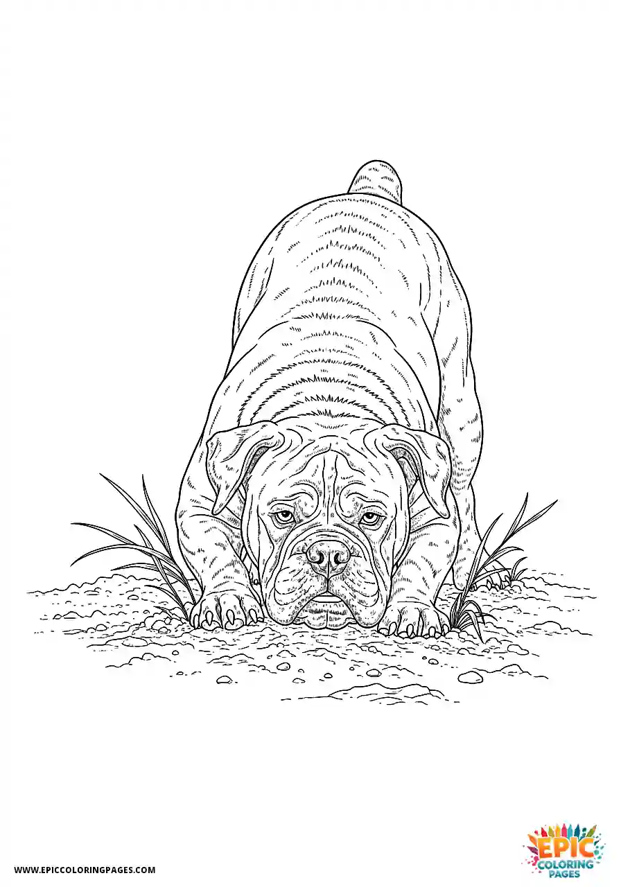 Alapaha Blue Blood Bulldog Realistic Alapaha blue blood bulldog in an action pose rapidly digging in the dirt