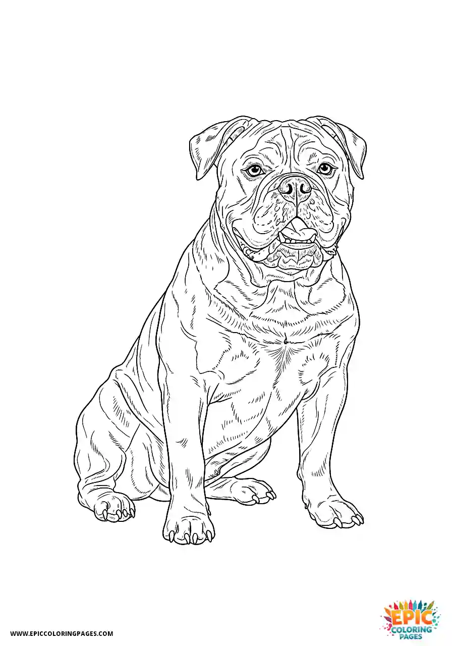 American Bulldog Realistic American bulldog sitting with a proud chest