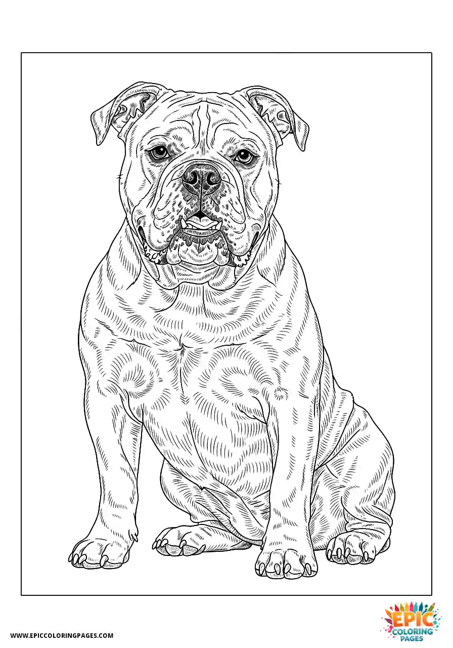 American Bulldog Realistic American bulldog three quarter view sitting