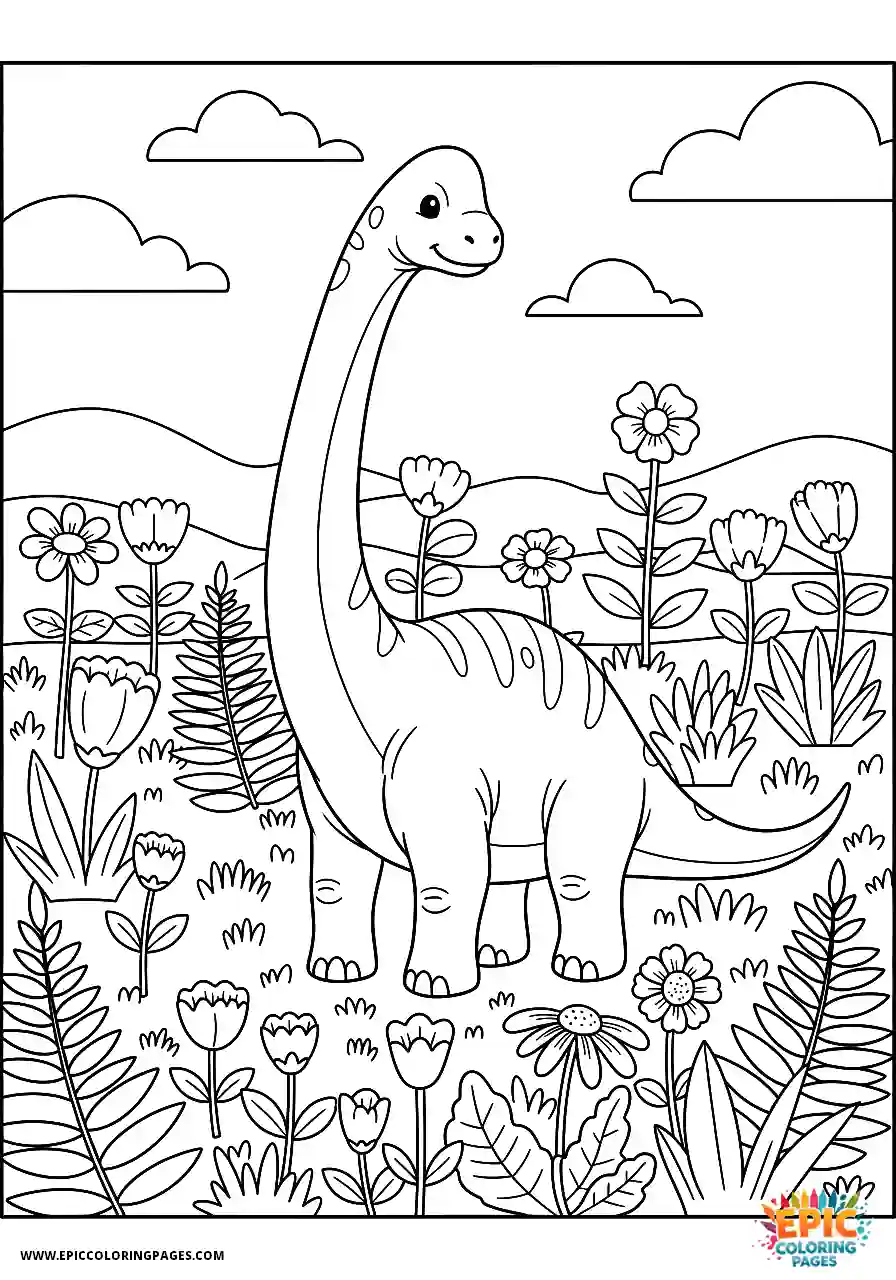 Brachiosaurus realistic brachiosaurus amidst ancient blooms