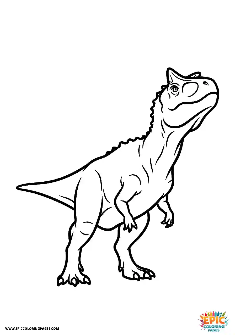 Realistic carnotaurus dinosaur detecting a smell coloring page for adults