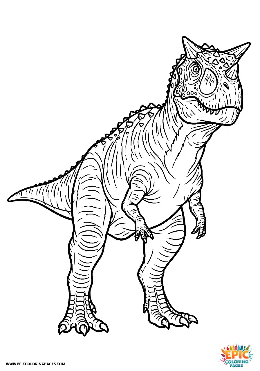 Realistic carnotaurus dinosaur standing tall free printable for adults