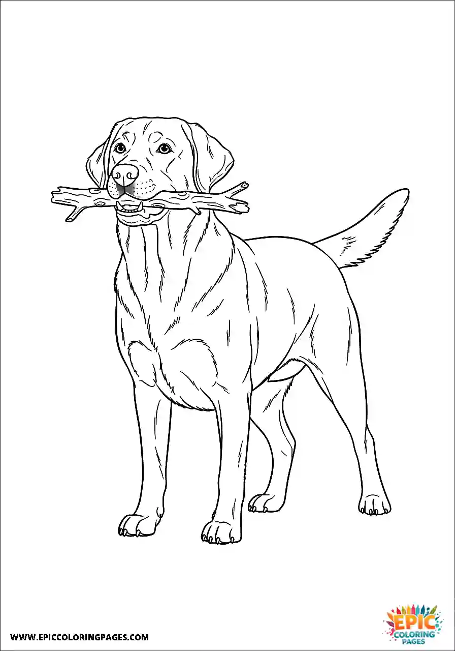 Labrador Retriever The realistic style labrador retriever carrying a stick in its mouth proudly