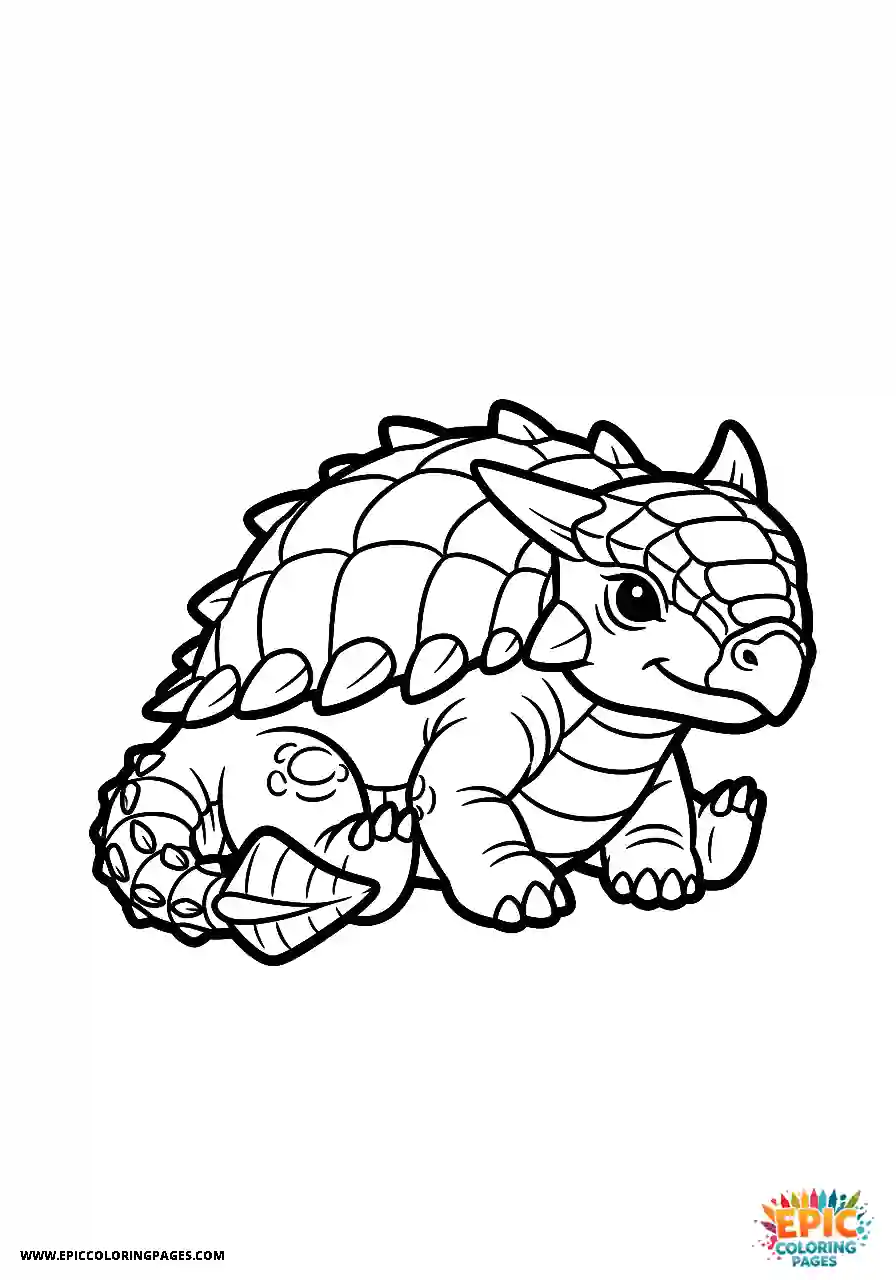 Ankylosaurus Restful Chibi style Ankylosaurus dinosaur sitting down to rest thick lines