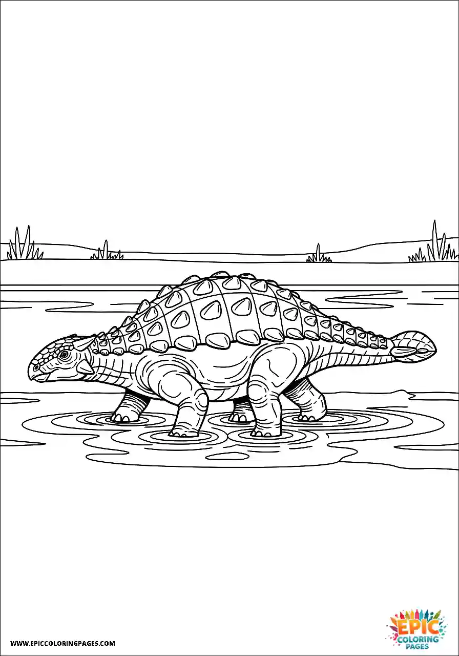 Ankylosaurus River realistic style Ankylosaurus dinosaur wading through water
