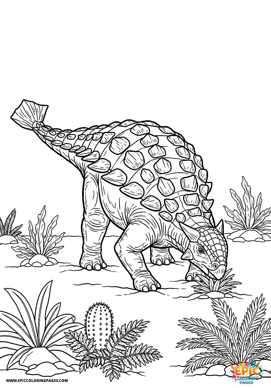 Ankylosaurus Searching realistic style Ankylosaurus dinosaur foraging for food