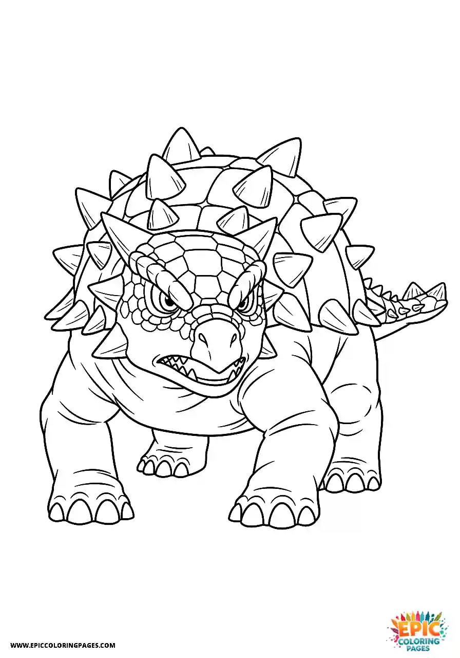 Ankylosaurus Serious anime style Ankylosaurus dinosaur showing resolve