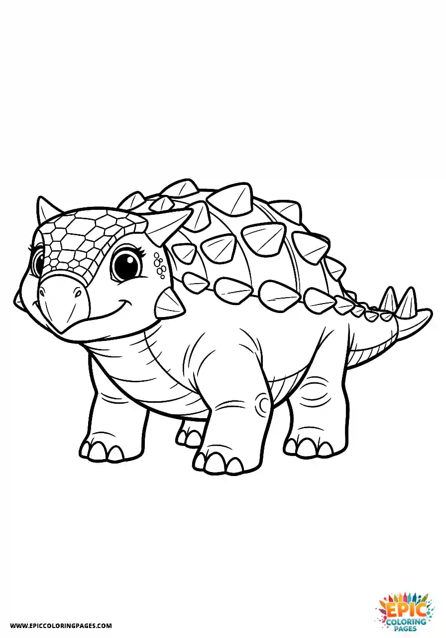 Ankylosaurus Simple animation style Ankylosaurus dinosaur with a friendly expression
